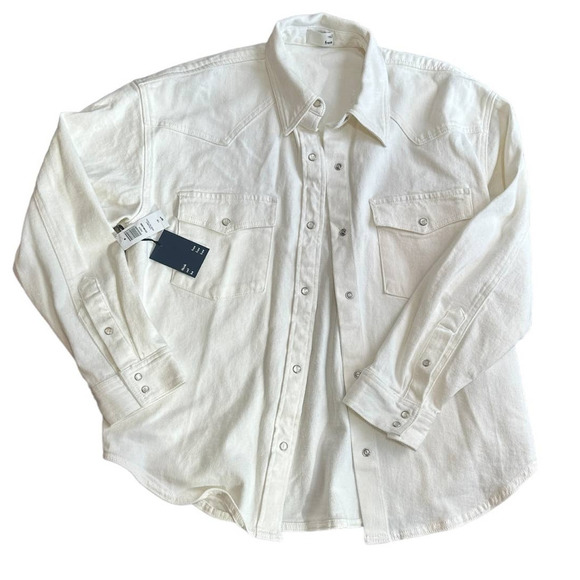 Aritzia Tops - NWT Aritzia Dowling Shirt White Denim Snap Front Western Shirt Jacket Large